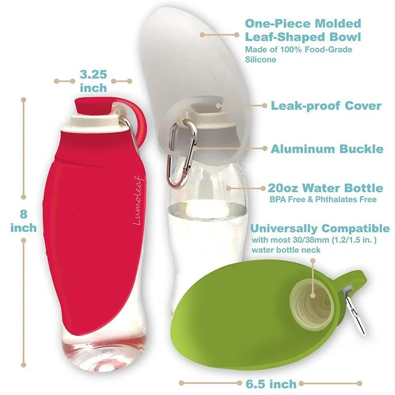 580ml Dog Water Bottle for Walking, Pet Water Dispenser Feeder Container Portable with Drinking Cup Bowl Outdoor Hiking, Travel