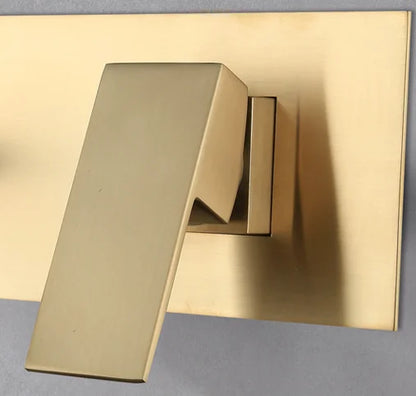 Wall Mounted Basin Faucet Sink Brushed Gold Basin Faucet Drain Floor Drain Mixer Faucet