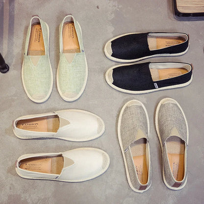 EXCARGO Linen Shoes Canvas Men Fisherman Sneakers Breathable Flat Loafers 2019 Summer  Casual Shoes For Men Slip On Shoe Men