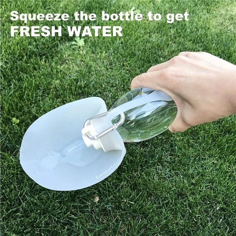 580ml Dog Water Bottle for Walking, Pet Water Dispenser Feeder Container Portable with Drinking Cup Bowl Outdoor Hiking, Travel