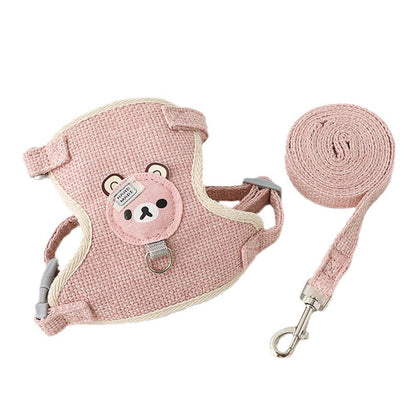 Cat Dog Harness with Lead Leash Adjustable Vest Mesh Breathable Adjustable Chest Harness Outdoor Walking Cat Pet Supplies