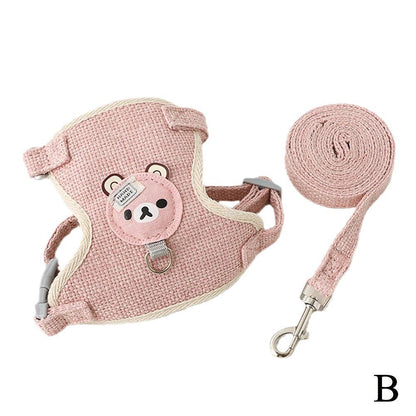 Cat Dog Harness with Lead Leash Adjustable Vest Mesh Breathable Adjustable Chest Harness Outdoor Walking Cat Pet Supplies