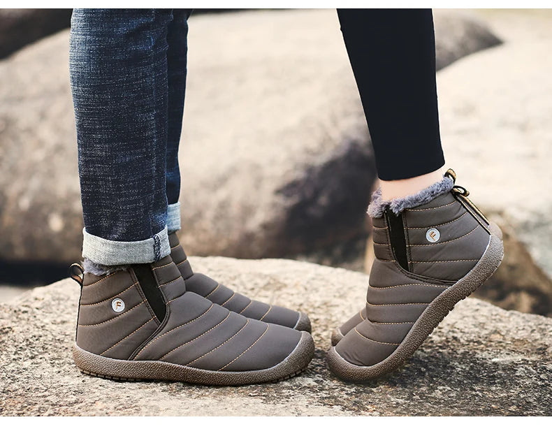 MARSON Men Winter Shoes Solid 4 Colors Men's Snow Boots Plush Inside Bottom Keep Warm Waterproof Ski Boots Plus Size 35 - 48