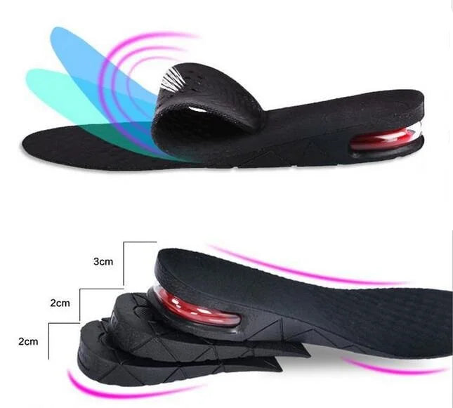 Super Soft Moisture Absorption air Cushion 3 Layer Height Increase Taller Height Lift PU Shoe Insole