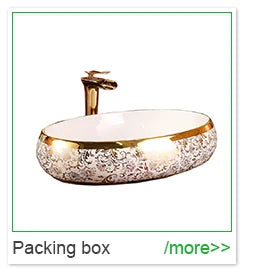 High Quality Golden Plating Round Countertop Sink Ceramic Bathroom Gold Color Wash Basin