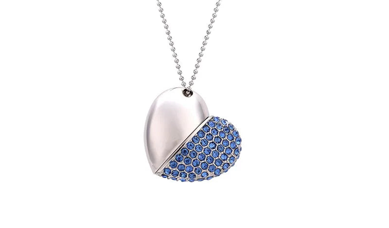 High Speed Metal Necklace USB 3.0 Flash Drive 4G 8G 16GB 32GB 64GB 128GB Heart Pen Drives Gifts  Memory Stick 100% Real Capacity