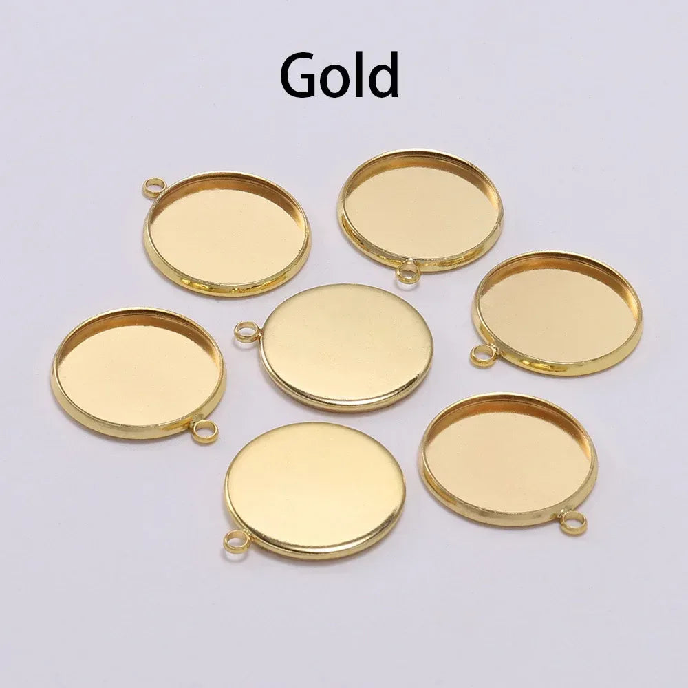 8 10 12 14 16 18 20 25mm Round Cabochon Base Tray Bezels Blank Setting Supplies For DIY Jewelry Making Findings Bracelet Pendant