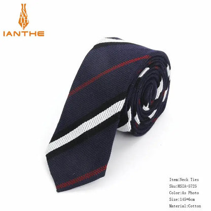Fashion Tie Classic Men's Stripe Necktie Casual Cotton Suits Bowknots Neck Ties Male Business Skinny Slim Ties Colourful Cravat