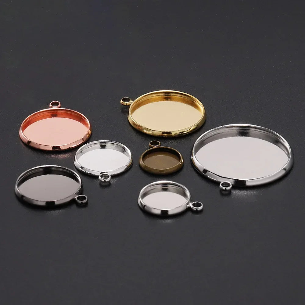 8 10 12 14 16 18 20 25mm Round Cabochon Base Tray Bezels Blank Setting Supplies For DIY Jewelry Making Findings Bracelet Pendant