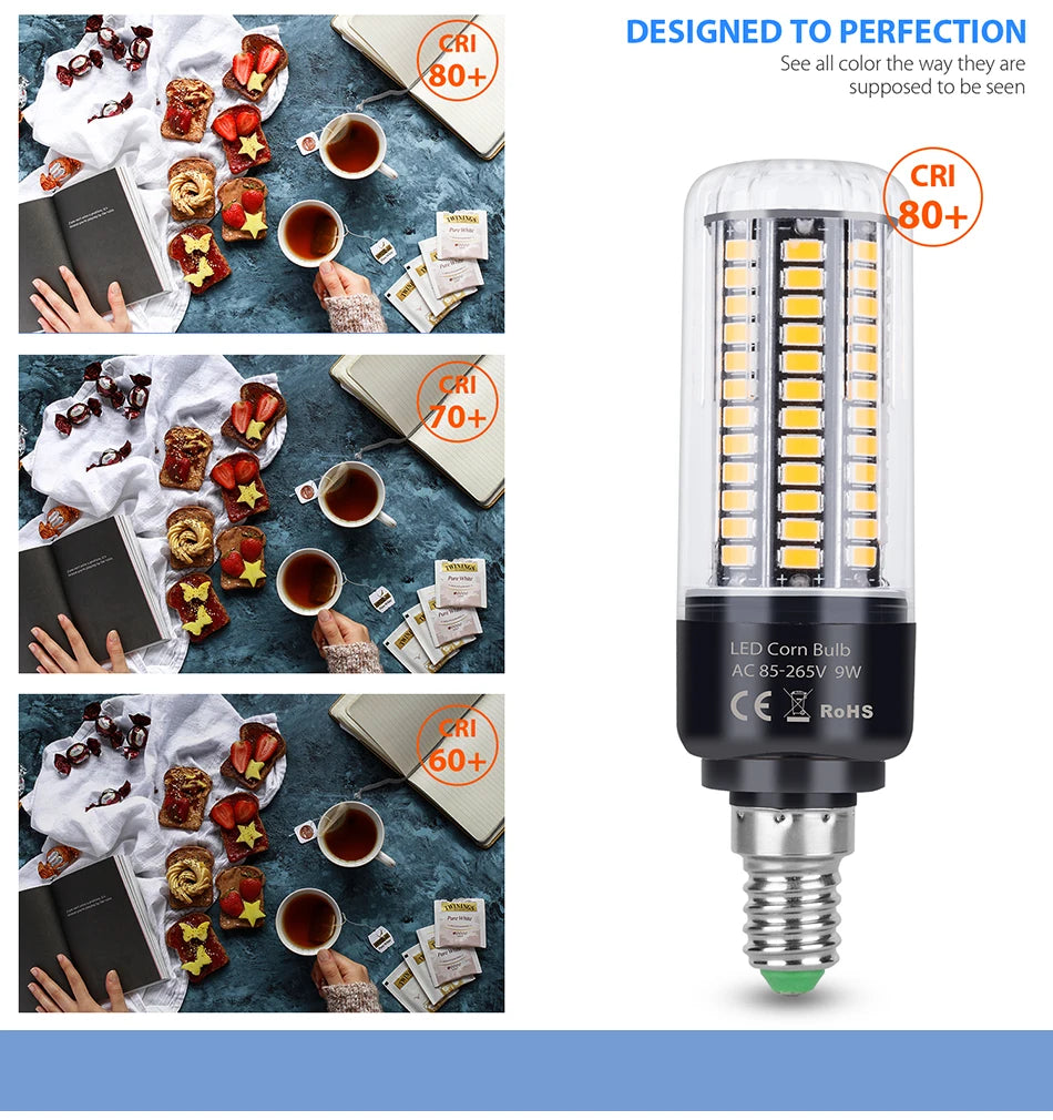 LED E27 High Lumen Candle Lamp E14 Power LED Corn Light 28 40 72 108 132 156 189leds AC 85-265V Smart IC LED Bulb Pendant Lights