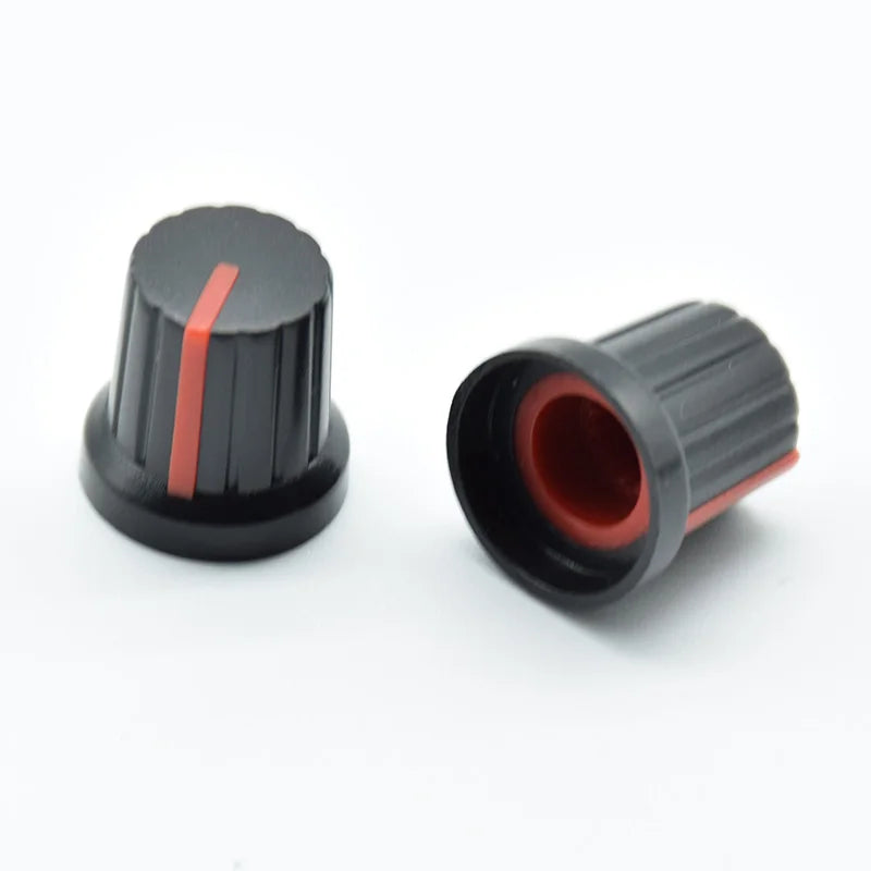 10Pcs  Shaft Hole Dia Plastic Threaded Knurled Potentiometer  6mm  Knobs Caps
