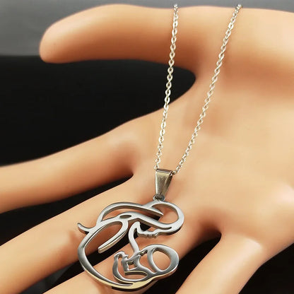 Family Love Mom BABY Breast Milk Pendant Necklace Women Stainless Steel Silver Color Chain Jewelry Mother's Day Gift N435S01