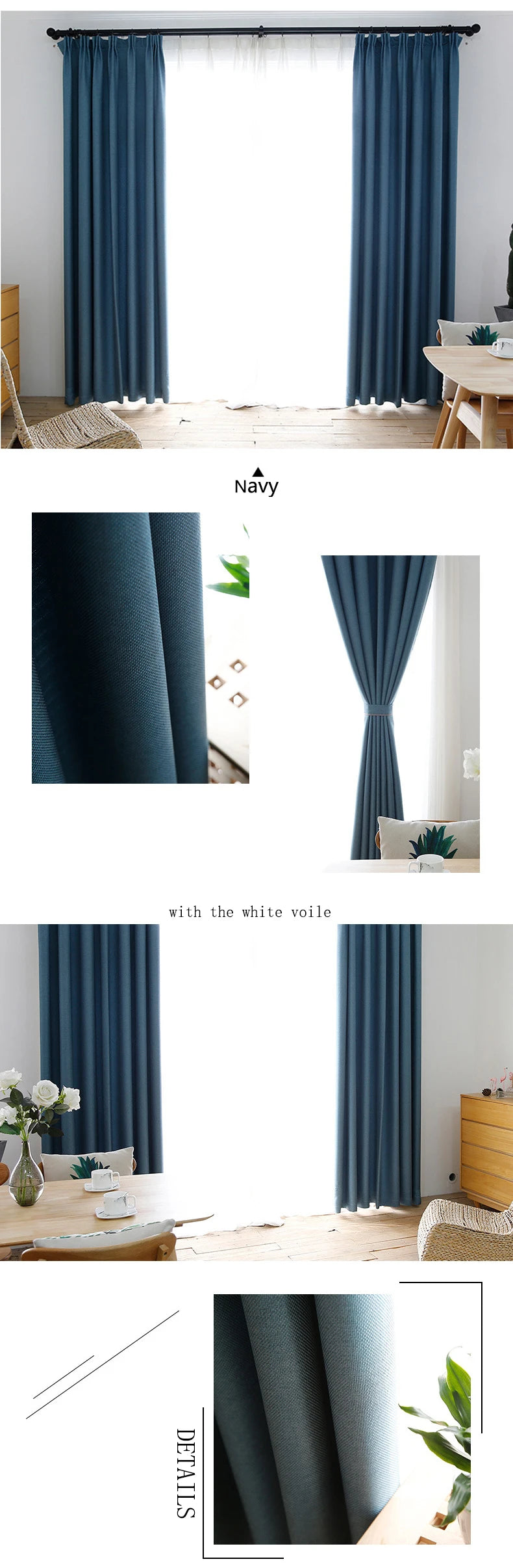 YCENTRE Faux Linen 70%-85% Shading Custom Made Insulating Modern Style Solid Color Blackout Curtain For Living Room Window