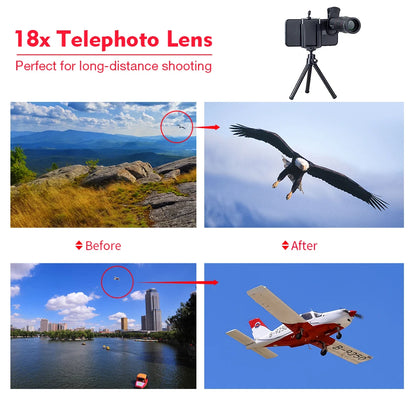 APEXEL 18X Telescope Zoom lens Monocular Mobile Phone camera Lenses for iPhone Samsung Smartphones for Camping hunting Sports