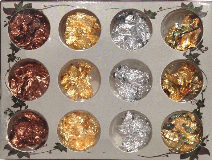 Nail Gold Foil Flakes for Resin Gilding Metal Gold Silver Leaf Flakes for Nails Art Slime-for Diwali Graduation Decorations 1kg