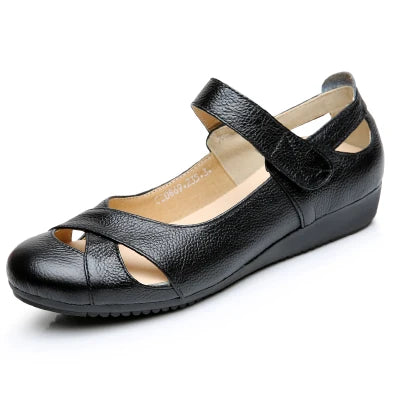 GKTINOO Spring Breathable Genuine Leather Summer Shoes Woman Flat Low Heel Shallow Soft Comfort Flats Mary Janes Women Size 43
