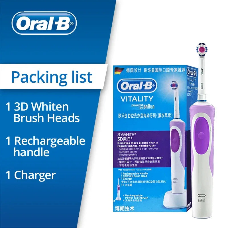 Oral B Electric Toothbrush Vitality Model Tooth Brush D12 Rotation Clean Teeth Rechargeable Brush Removel Plaque White Teeth