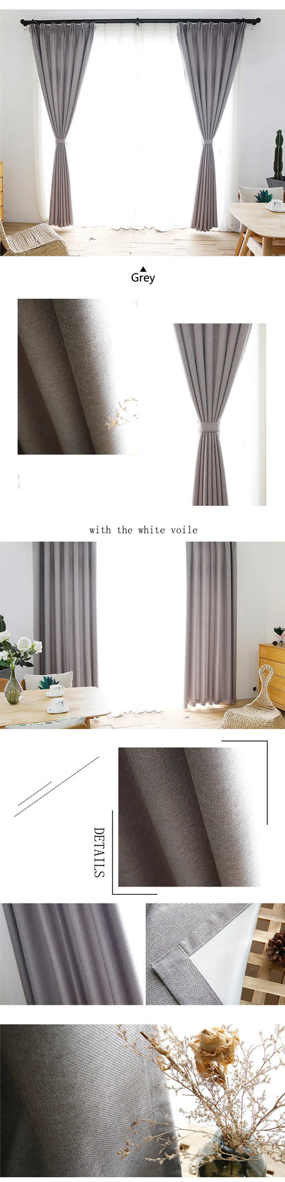 YCENTRE Faux Linen 70%-85% Shading Custom Made Insulating Modern Style Solid Color Blackout Curtain For Living Room Window