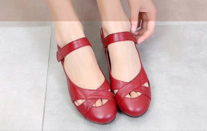 GKTINOO Spring Breathable Genuine Leather Summer Shoes Woman Flat Low Heel Shallow Soft Comfort Flats Mary Janes Women Size 43