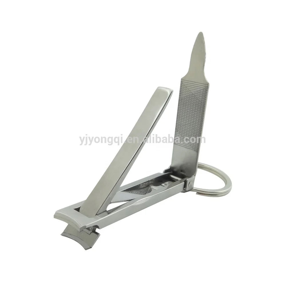Portable Keychain Nail Clippers Medical Grade Stainless Steel Foldable Nail Cutter With Leather Case Ultra Slim Travel Design