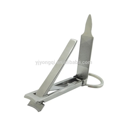 Portable Keychain Nail Clippers Medical Grade Stainless Steel Foldable Nail Cutter With Leather Case Ultra Slim Travel Design