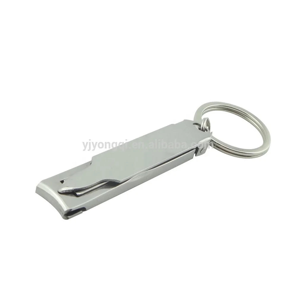 Portable Keychain Nail Clippers Medical Grade Stainless Steel Foldable Nail Cutter With Leather Case Ultra Slim Travel Design