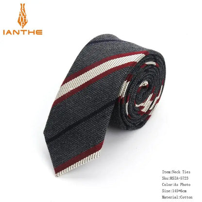 Fashion Tie Classic Men's Stripe Necktie Casual Cotton Suits Bowknots Neck Ties Male Business Skinny Slim Ties Colourful Cravat