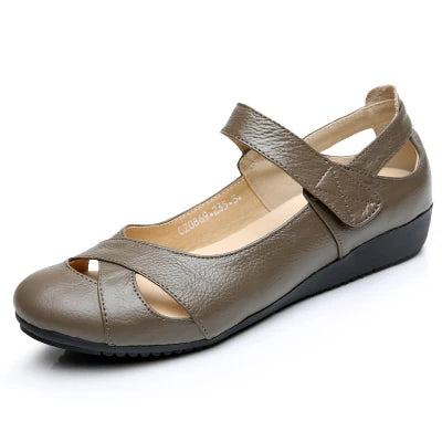 GKTINOO Spring Breathable Genuine Leather Summer Shoes Woman Flat Low Heel Shallow Soft Comfort Flats Mary Janes Women Size 43