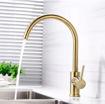 Brushed Gold Basin Water Tap Bathroom Deck Mounted 3 Holes Cross Handle Basin Faucet