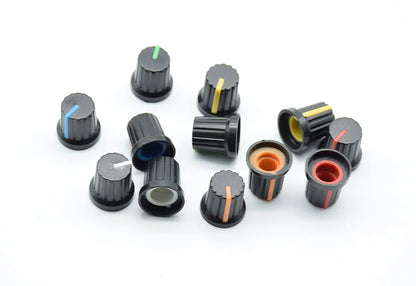 10Pcs  Shaft Hole Dia Plastic Threaded Knurled Potentiometer  6mm  Knobs Caps