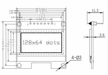 1.3" OLED Module 1.3 inch LCD LED 12864 Display Screen White/Blue 128X64 SPI/IIC I2C SSD1306 SH1106 4Pin 7Pin 128*64 Bare Board