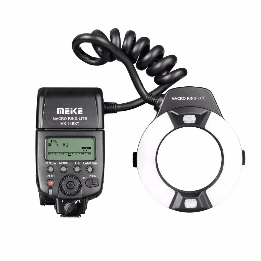 Meike MK-14EXT i-TTL Macro Ring Light Flash for Nikon D5600 D5200 D5100 D5000 D3200 D3100 D90 D750 D600 with LED AF Assist Lamp