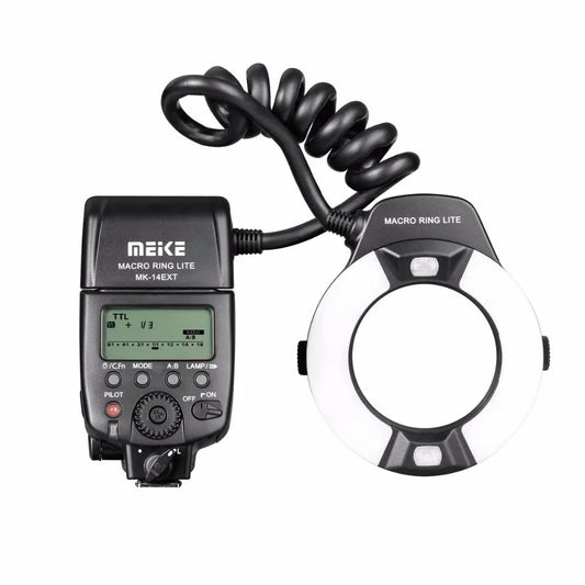 Meike MK-14EXT i-TTL Macro Ring Light Flash for Nikon D5600 D5200 D5100 D5000 D3200 D3100 D90 D750 D600 with LED AF Assist Lamp
