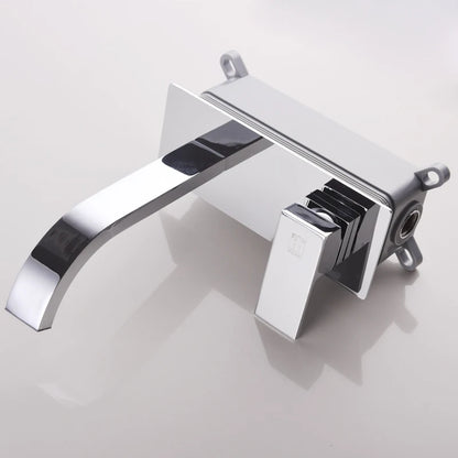 HIDEEP Wall Mounted Pure Brass Chrome Cold and Hot Water Tap Basin Faucet