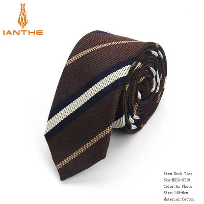 Fashion Tie Classic Men's Stripe Necktie Casual Cotton Suits Bowknots Neck Ties Male Business Skinny Slim Ties Colourful Cravat