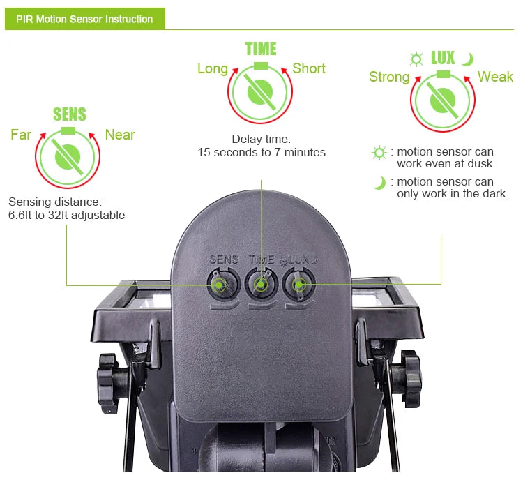 IP65 60 LED Solar Powered Garden Lamp Motion Sensor Security Flood Light 80 Luces Solares Battery Plastic Body Landscape Solares