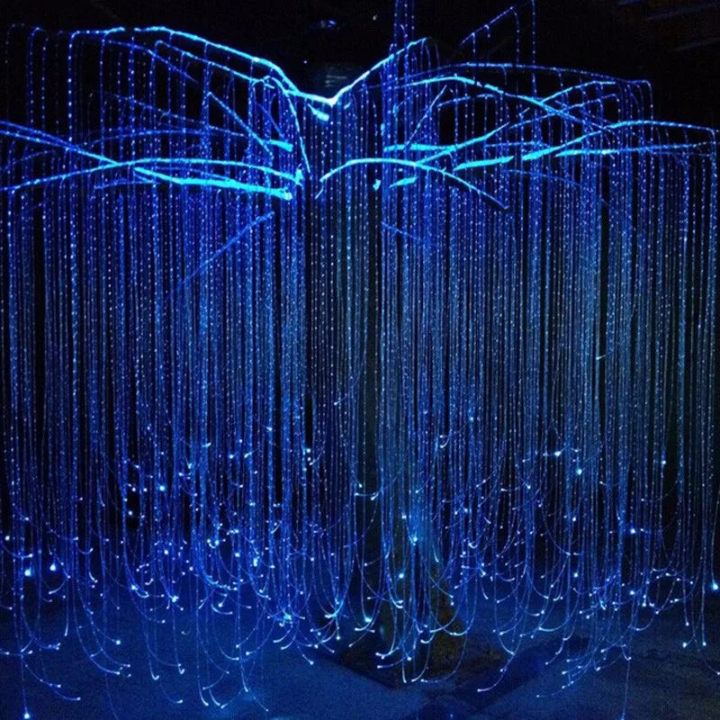 Outdoor Indoor Christmas Park Decor Artificial Plastic Optic Fiber RGBW LED Light Willow Tree IP66 Waterproof Lightweight