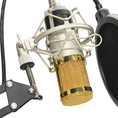 Professional Condenser Audio 3.5mm Wired BM800 Studio Microphone Vocal Recording KTV Karaoke Microphone Mic W/Stand for Computer