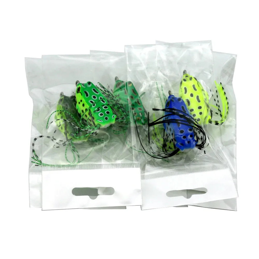 5pcs/set Plastic Frog Fishing Lures 55mm 8g Bass Soft Frog Bait Octopus Skirts Japan Bait Hook