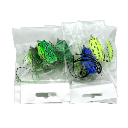 5pcs/set Plastic Frog Fishing Lures 55mm 8g Bass Soft Frog Bait Octopus Skirts Japan Bait Hook