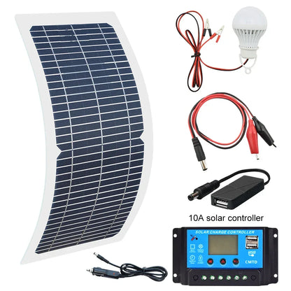 18V 10W Solar Panel Charger Complete Outdoor Camping Mountaineering Travel Solar kit Portable Power Supply For Phone Charging