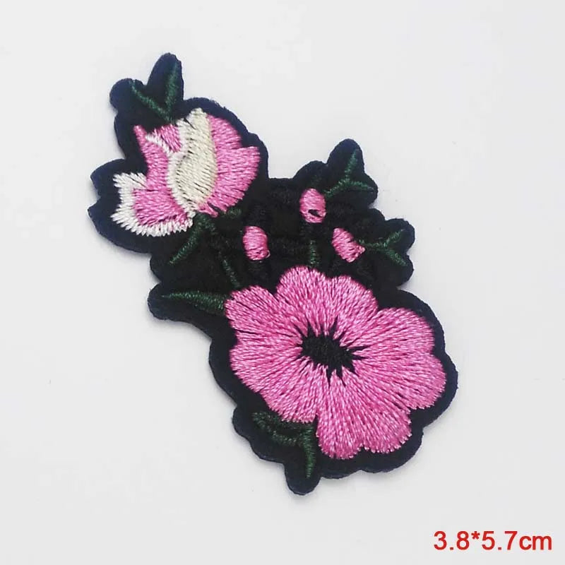 Black Flower Red Rose Embroidered Patch Iron On Patch Clothes Patch For Dress Hat Purse Clothing Woman
