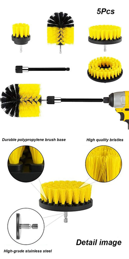 UNTIOR 3Pcs/Set Electric Scrubber Brush Drill Brush Kit Plastic Round Cleaning For Carpet Glass Car Tires Nylon Brushes