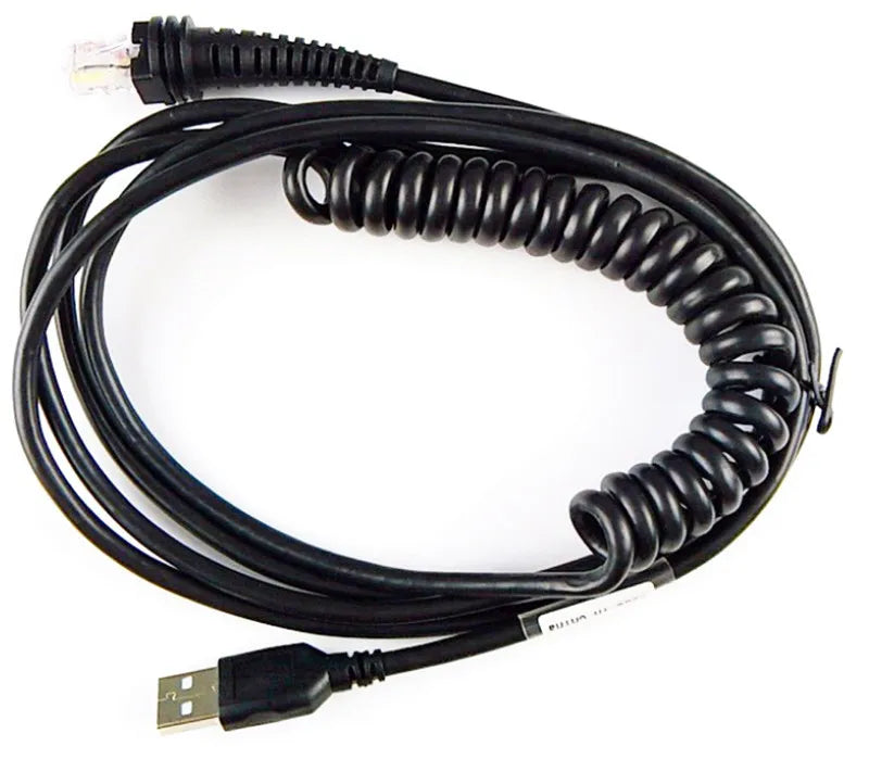 12ft 5M CBA-R03-C12PAR Coiled Retractable RJ45 RS232 Cable TPE/PVC Tinned Copper Conductor 18-Month Warranty for Symbol LS2208