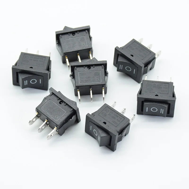 5PCS/lot 21 * 15 * 21mm black SPDT On/Off/On AC 6A/250V 10A/125V 3 Pin Boat Rocker Switch Third Gear 3 Position