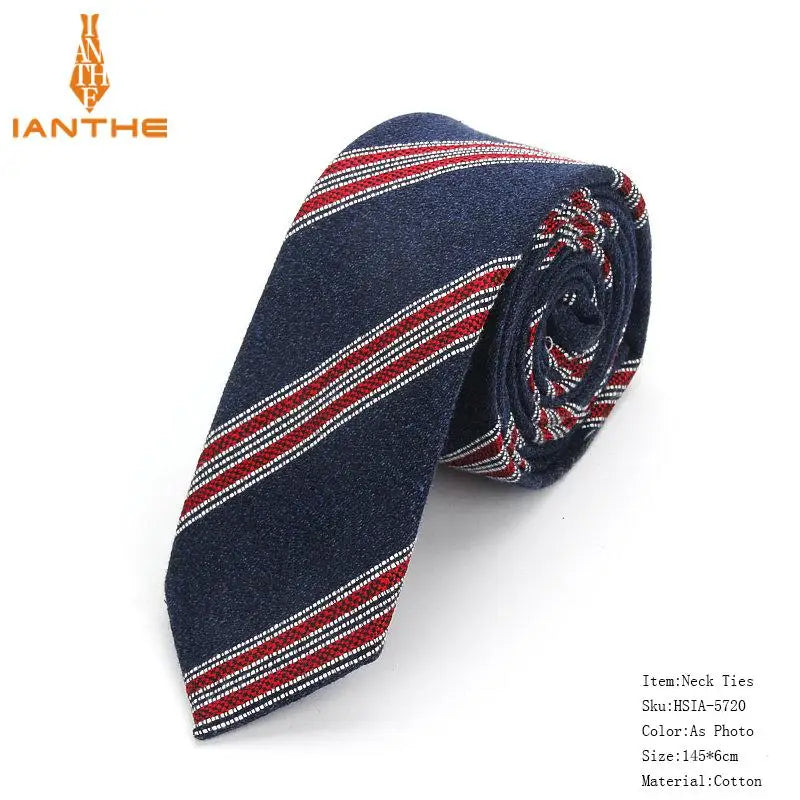 Fashion Tie Classic Men's Stripe Necktie Casual Cotton Suits Bowknots Neck Ties Male Business Skinny Slim Ties Colourful Cravat
