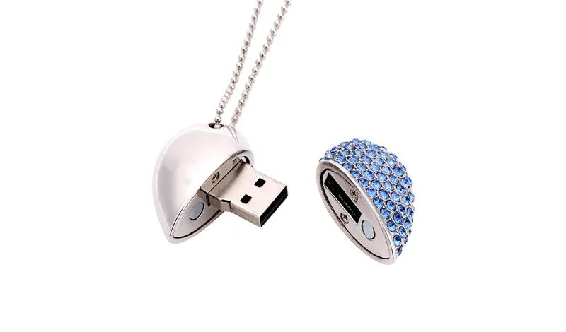 High Speed Metal Necklace USB 3.0 Flash Drive 4G 8G 16GB 32GB 64GB 128GB Heart Pen Drives Gifts  Memory Stick 100% Real Capacity