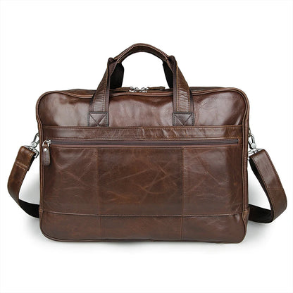 New Custom Casual Men's Leather Briefcase Coffee Luxury Business Quality Leather Vintage 17 Inch Laptop Bag Men's Handbag
