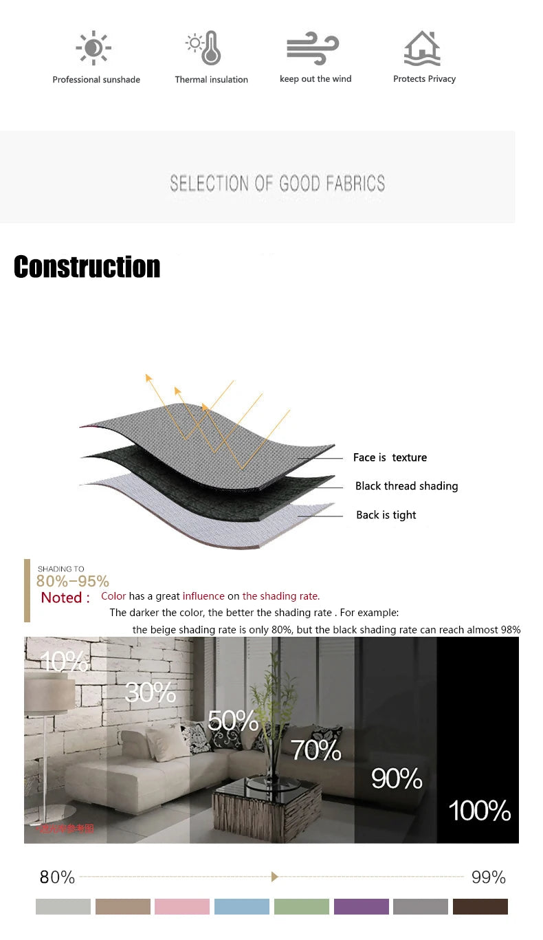 YCENTRE Faux Linen 70%-85% Shading Custom Made Insulating Modern Style Solid Color Blackout Curtain For Living Room Window