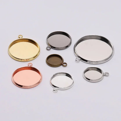 8 10 12 14 16 18 20 25mm Round Cabochon Base Tray Bezels Blank Setting Supplies For DIY Jewelry Making Findings Bracelet Pendant
